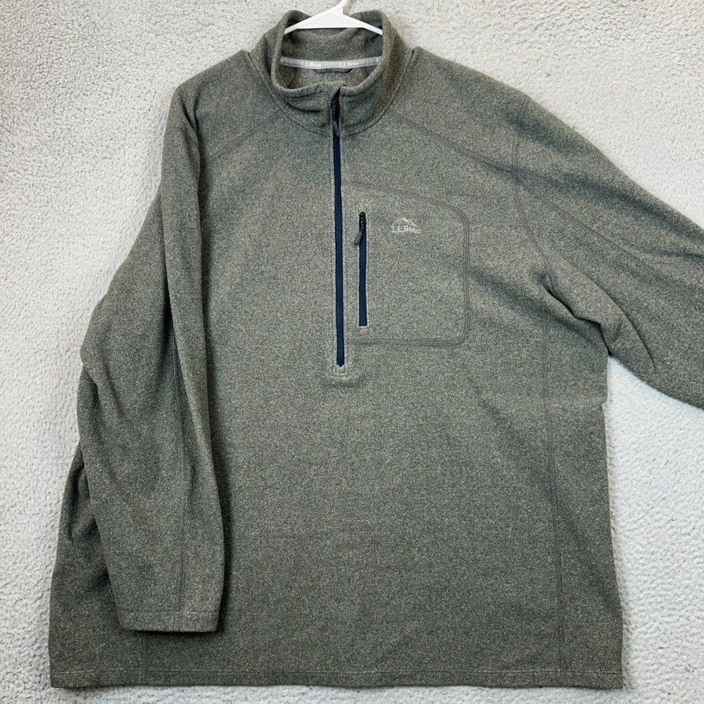 L.L. Bean Sweater Mens 2XLT Tall Fleece Heather Grey Quarter Zip Pullover EUC